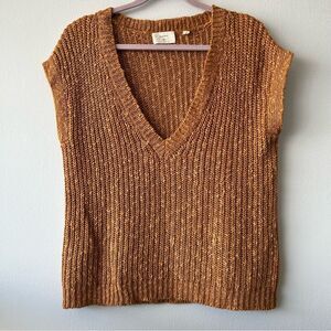 Billy Reid Linen blend Tan V-Neck Vest Sweater